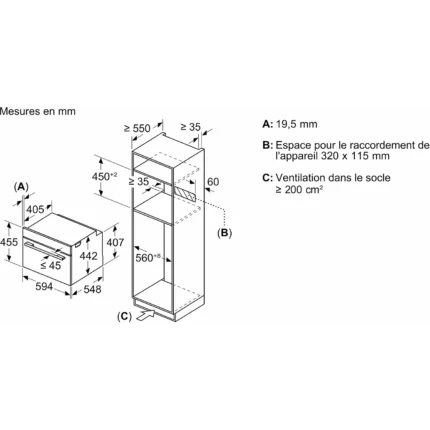 Four micro onde combiné BOSCH CMG7761B1 série 8 Air Fry