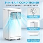 UofZc Climatiseur Portable avec télécommande et roulettes 12000BTU UofZc – Image 5